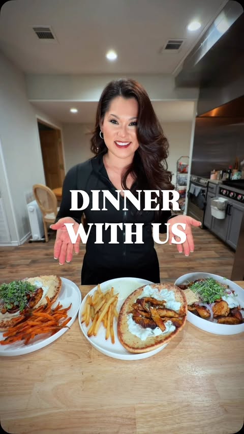 Instagram post by @ericasherwood_ for Trader Joe's. Caption reads: Dinner with us 🤗 #dinnerwithme #dinnerideas....