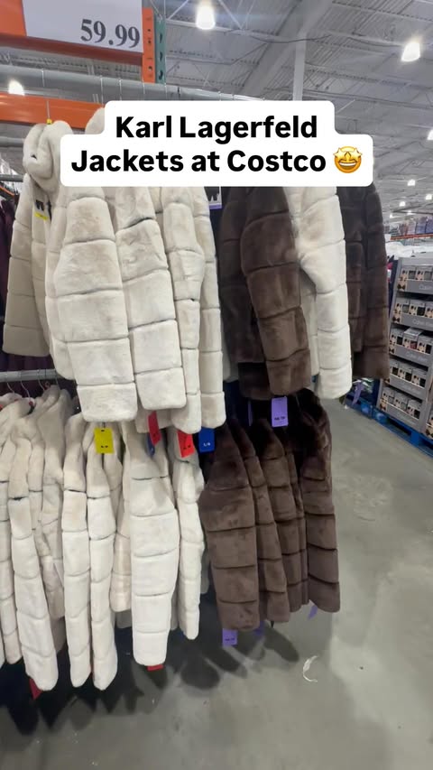 Instagram post by @costcofindsca for KARL LAGERFELD. Caption reads: Karl Lagerfeld Jackets at Costco 🤩 Available in....