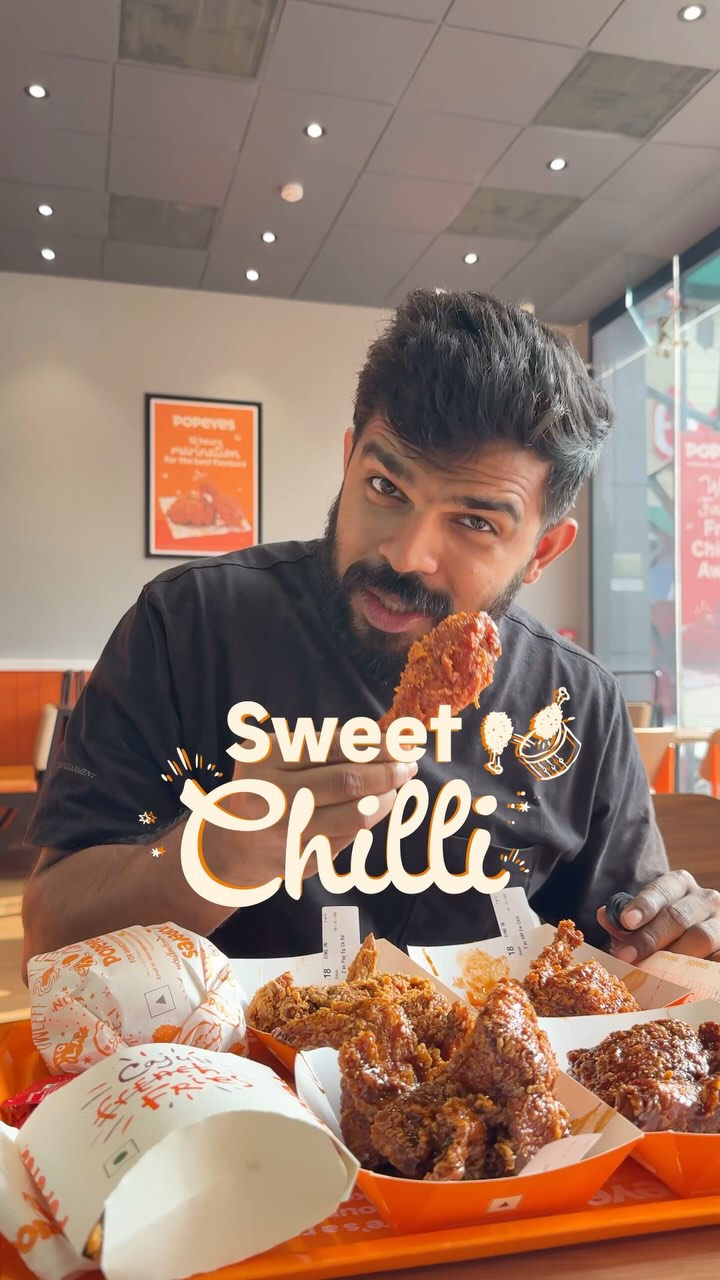 Instagram post by @keralafoodie for Popeyes. Caption reads: Craving fried chicken that’s out of the ordinary?....