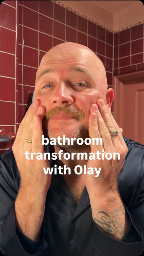 Instagram post by @highboyla for OLAY. Caption reads: [...] bathroom AND our skin in 28 days with @olay....