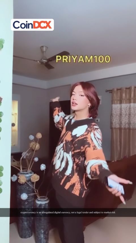 Instagram post by @priyamyonzon for CoinDCX. Caption reads: Smartest way to build your crypto....