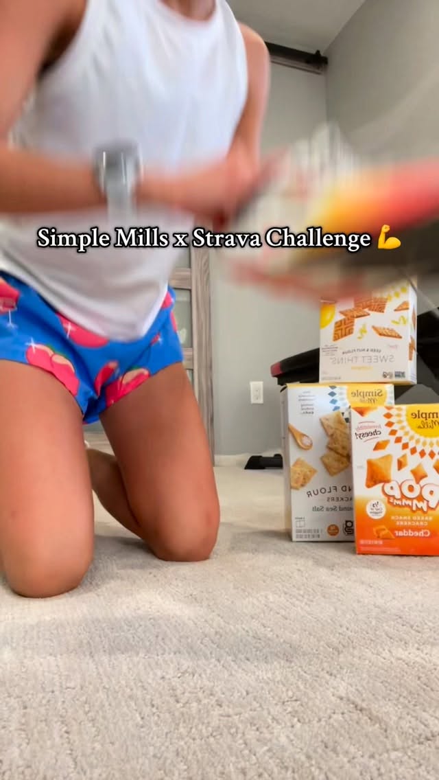 Instagram post by @glutenfreerunner06 for Simple Mills. Caption reads: Simple Mills x Strava are giving out snacks for....