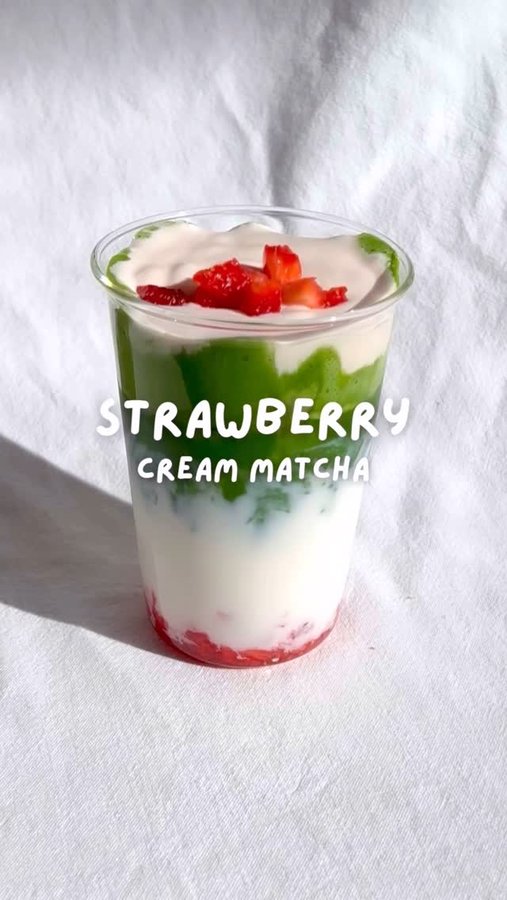 Instagram post by @ispillice for Maestri House. Caption reads: strawberry cold foam matcha latte ʚ🍓ɞ

can’t....