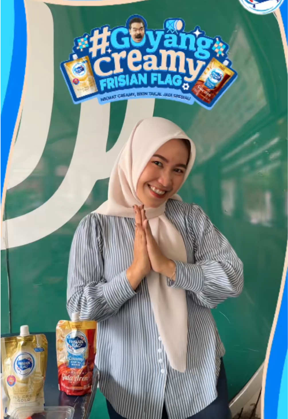 TikTok post by @nami_indah for Frisian Flag Indonesia. Caption reads: @Frisian Flag #GoyangCreamyFrisianFlag ayo ikutan....
