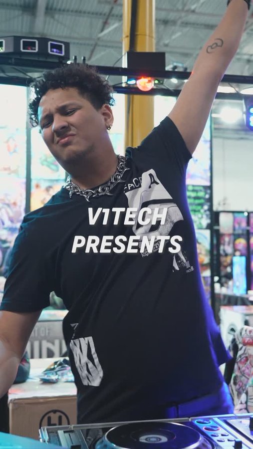 Instagram post by @v1hassan for V1 Tech. Caption reads: Comment RSVP for a FREE Ticket! 🤘V1 Tech is....