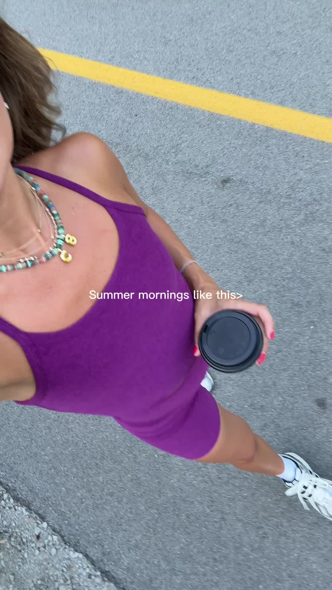 TikTok post by @carrie.bankston for Beyond Yoga. Caption reads: Coffee and @Beyond Yoga my favorite morning combo!....