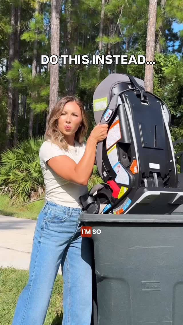 Instagram post by @tannermmann for Evenflo. Caption reads: #ad Almost tossed our old car seat 🙈 then....