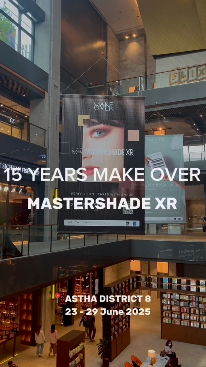 Instagram post by @novinrhdyh for MAKE OVER Cosmetics. Caption reads: MAKE OVER MASTERSHADE XR @makeoverid 📍....