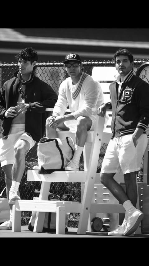 Instagram post by @andreafaccio for Ralph Lauren Fragrances. Caption reads: court side with Polo 67 @ralphlaurenfragrances....