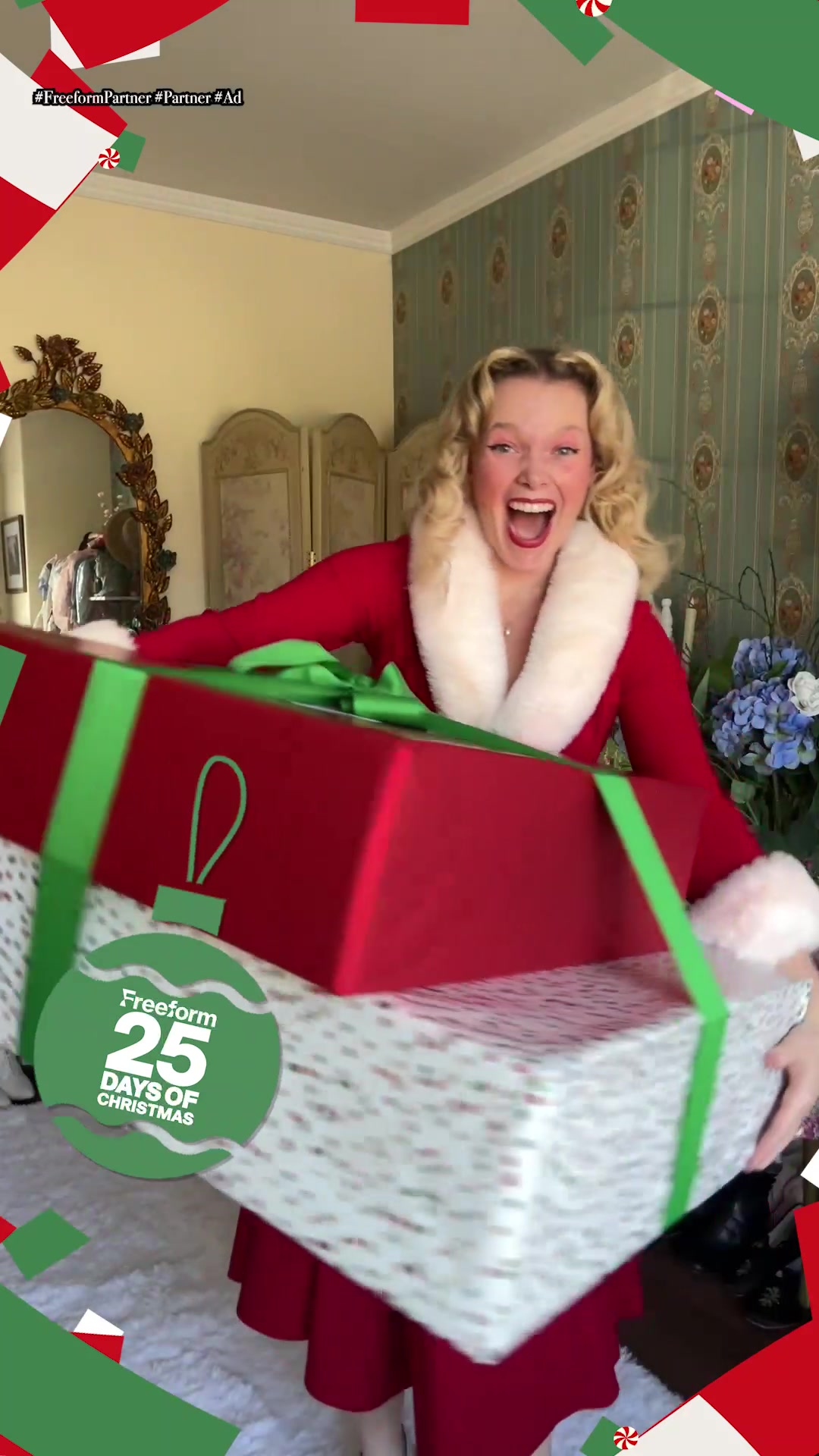 TikTok post by @travelmomoirs for Freeform. Caption reads: Guess what’s inside! 😍 Tune in to Freeform’s 25....