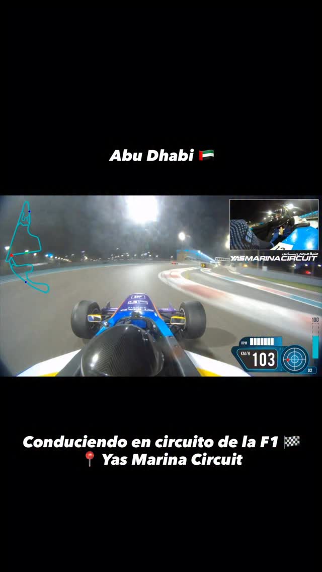 Instagram post by @volatadipeluca for Yas Island. Caption reads: Al acabar la sesión, me dieron acceso a este....