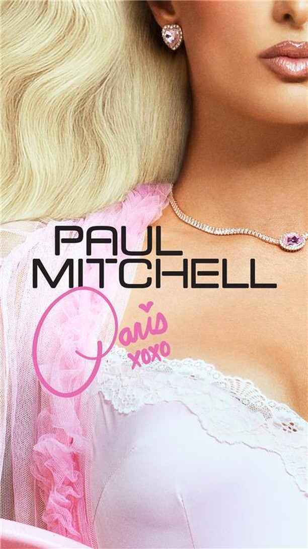 Instagram post by @paulmitchellpro for Paul Mitchell. Caption reads: PARIS SPOTTED 💛 #PaulMitchellxParisHilton.