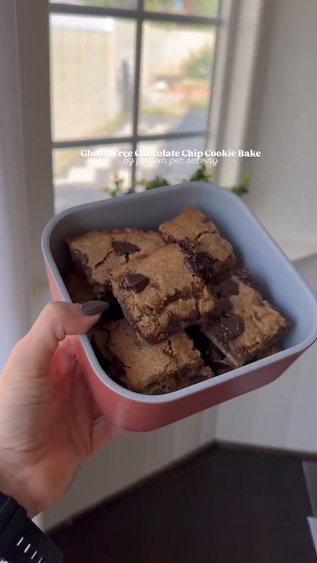Instagram post by @mealprepsandmacros for Lakanto. Caption reads: Gluten Free Chocolate Chip Cookie Bake 🤤 Comment....