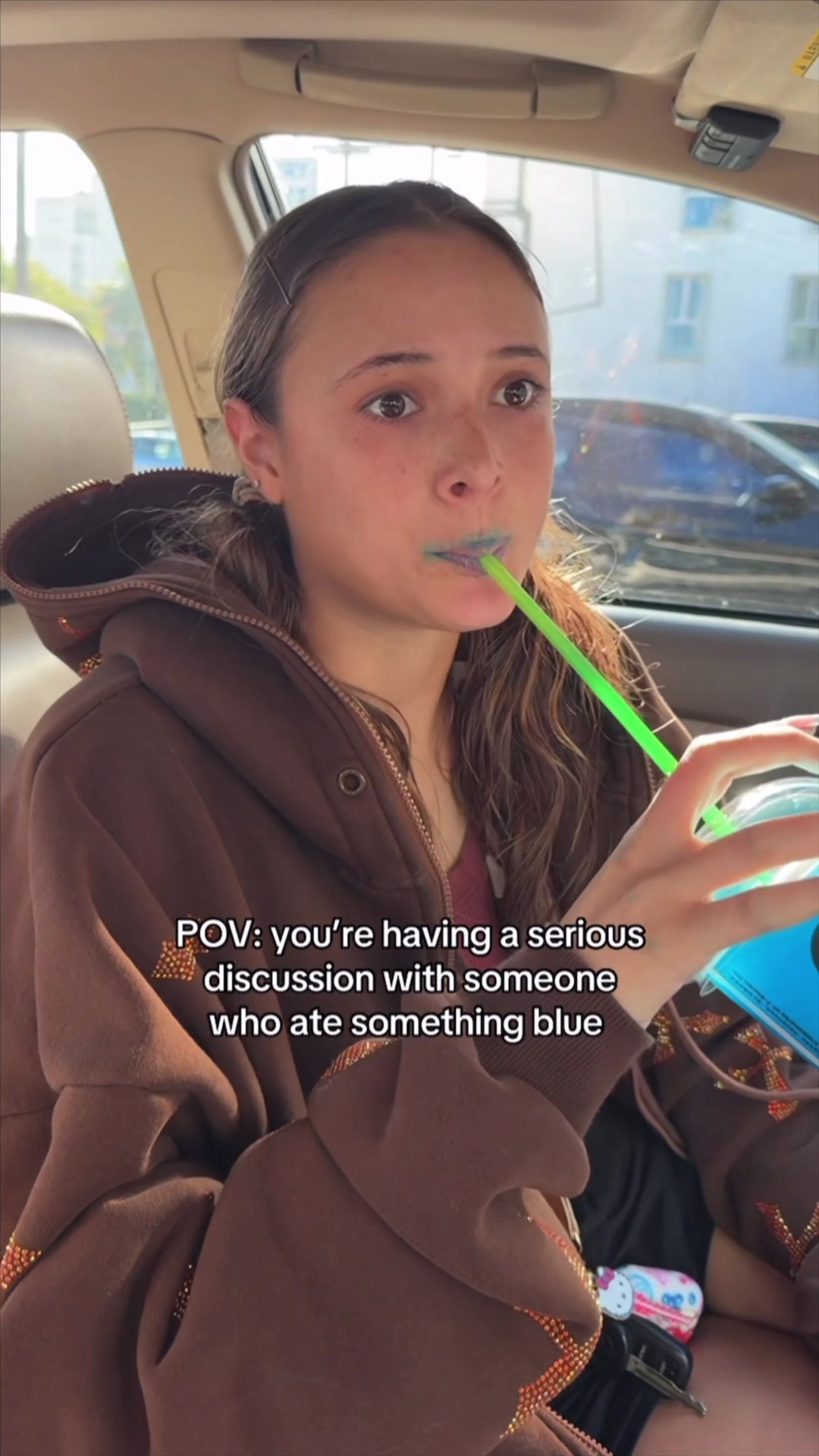 TikTok post by an influencer for 7-ELEVEN. Caption reads: [...] for my blue slurpee😩🩵 @7-ELEVEn....