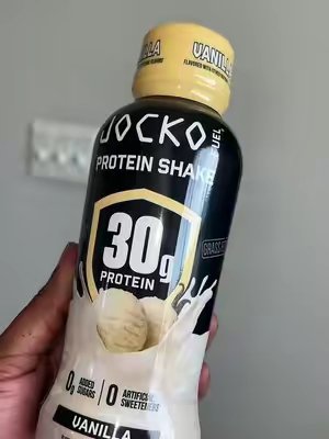 TikTok post by @mwakakashinka for JOCKO FUEL. Caption reads: @JOCKO FUEL Jocko Mölk Grass-Fed Protein Shakes....