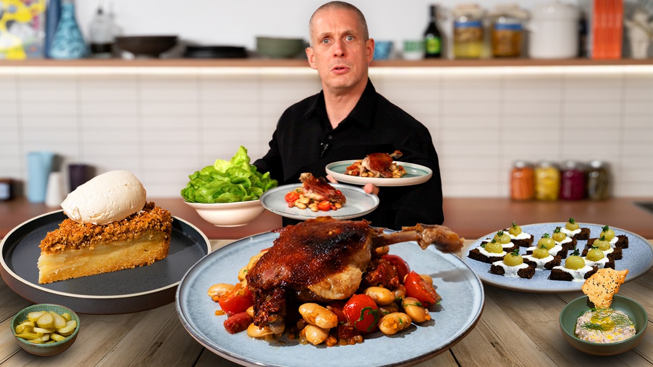 YouTube post by @andy_cooks for Squarespace. Caption reads: How I Host Dinner Parties Without Stress.