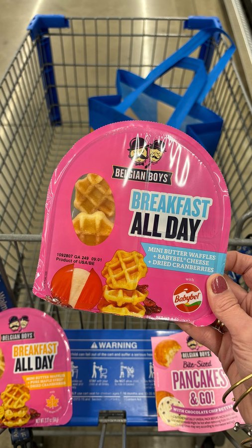 Instagram post by @whoawaitwalmart for Belgian Boys. Caption reads: Breakfast is now all day with Belgian Boys! 🌟 NEW....