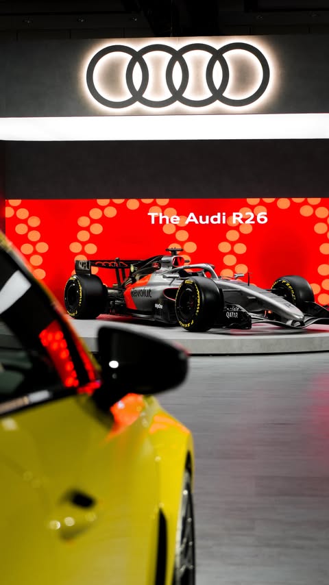 Instagram post by @karlconrad for Audi. Caption reads: Want your first look at the R26 - it’s at Audi....
