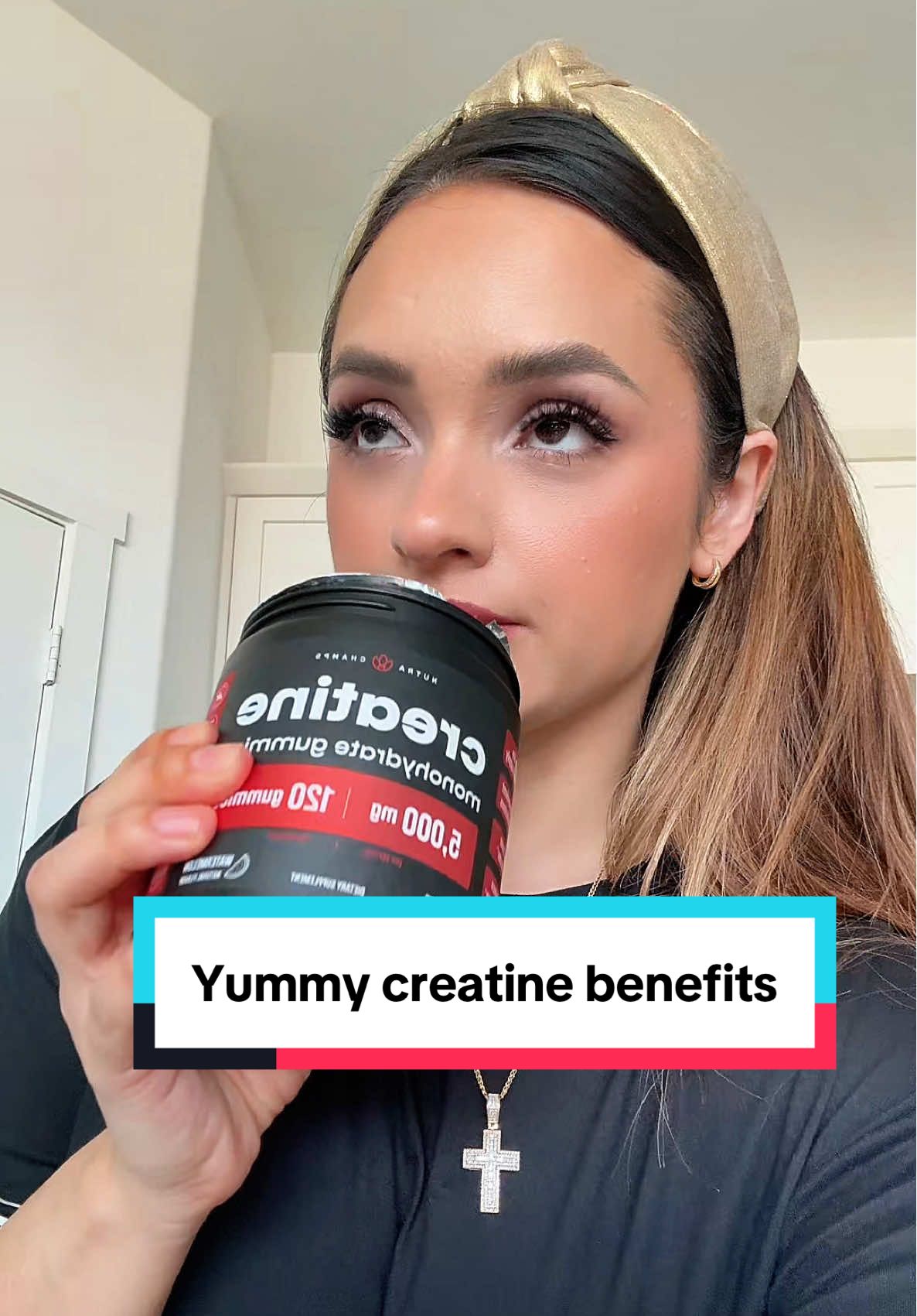 TikTok post by @yassyfresh for NutraChamps. Caption reads: Creatine is KEY 🧠💪🏽⚡️ @NutraChamps #creatine....