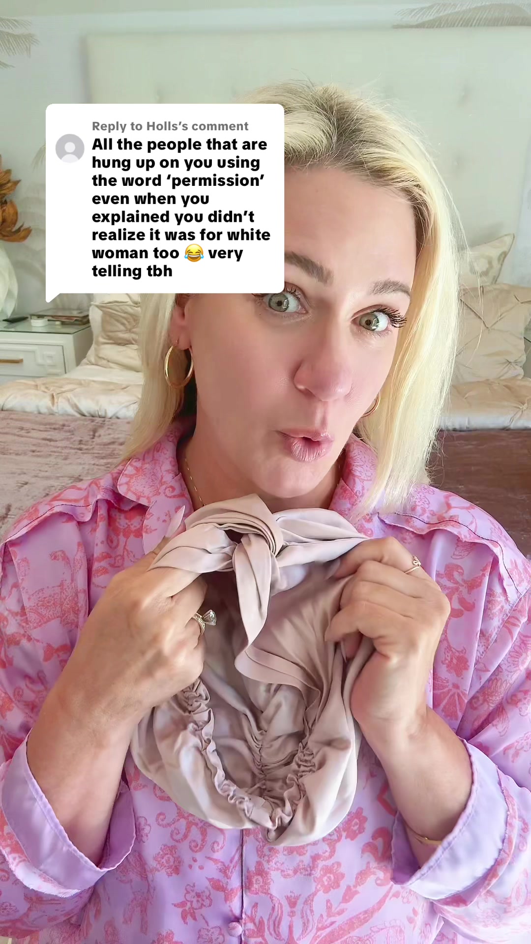 TikTok post by @goodnesshavens for Blissy. Caption reads: [...] damaged hair check out the Blissy silk sleep....