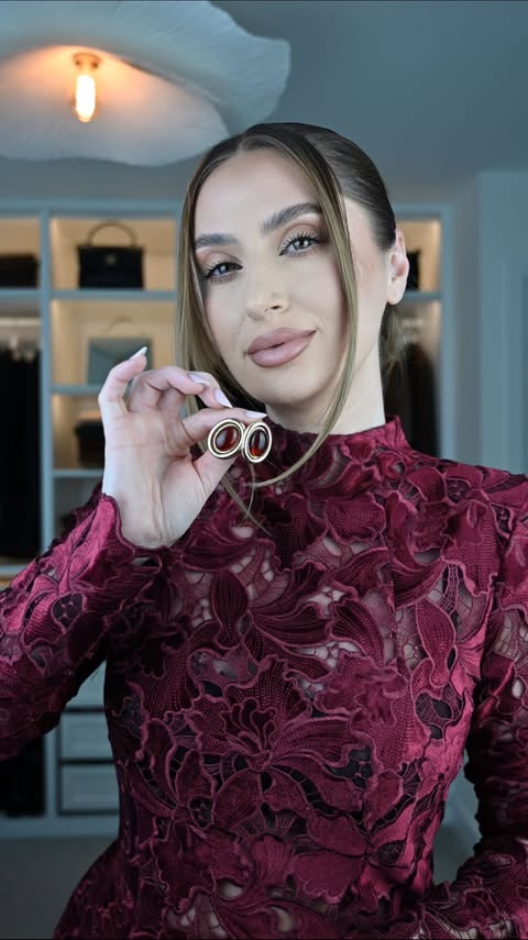 Instagram post by @valentina.fanu for Valentino Beauty. Caption reads: Burgundy is officially back, and just in time for....