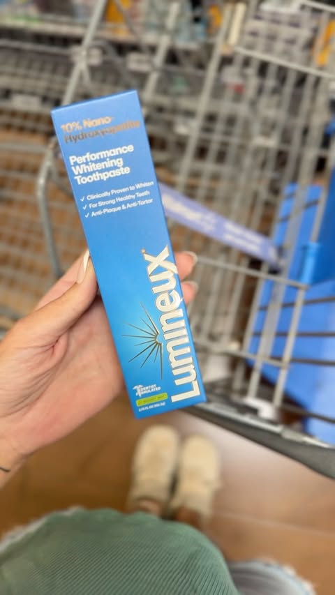 Instagram post by @dani.mccormick for Lumineux by Oral Essentials. Caption reads: 🦷 Lumineux has 10% nHA to support enamel while....
