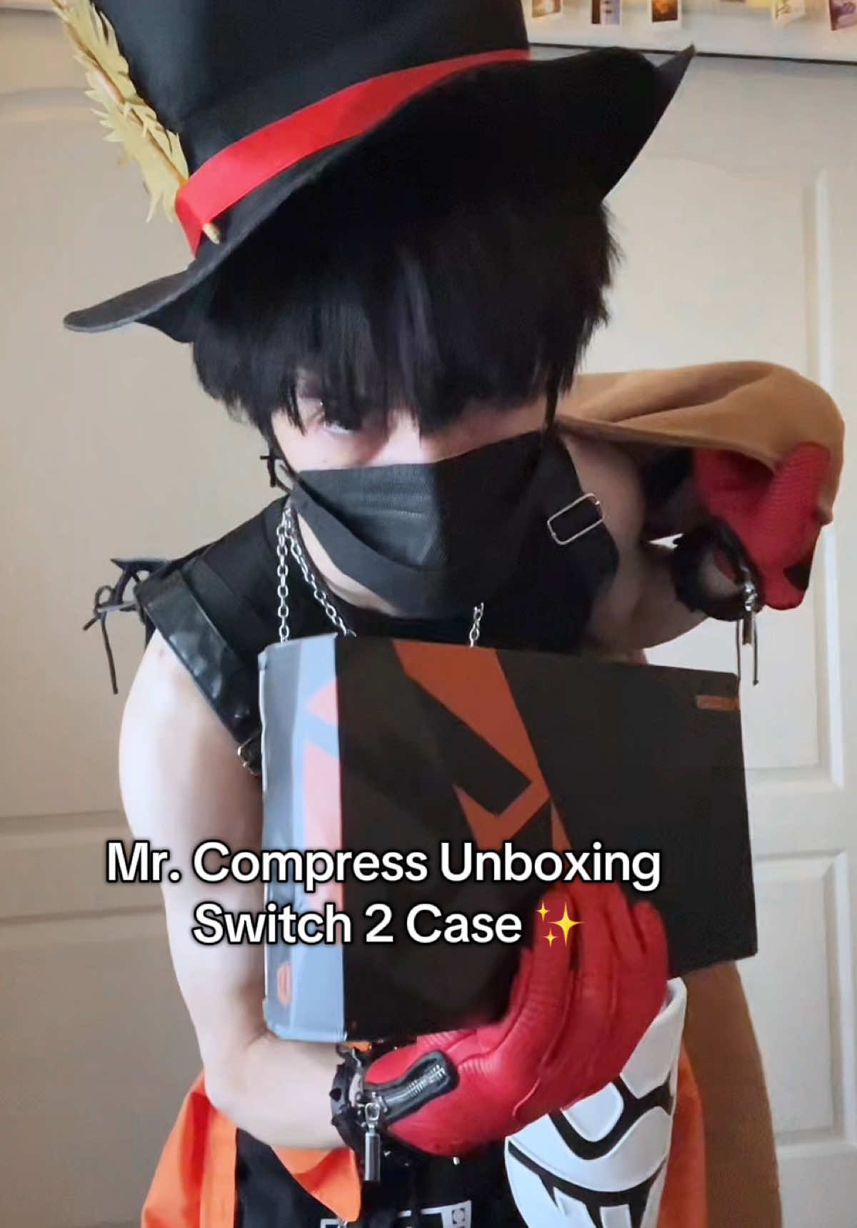 TikTok post by @kosmogx for GeekShare. Caption reads: [...] unboxes Switch 2 Case! ✨ Find it on....