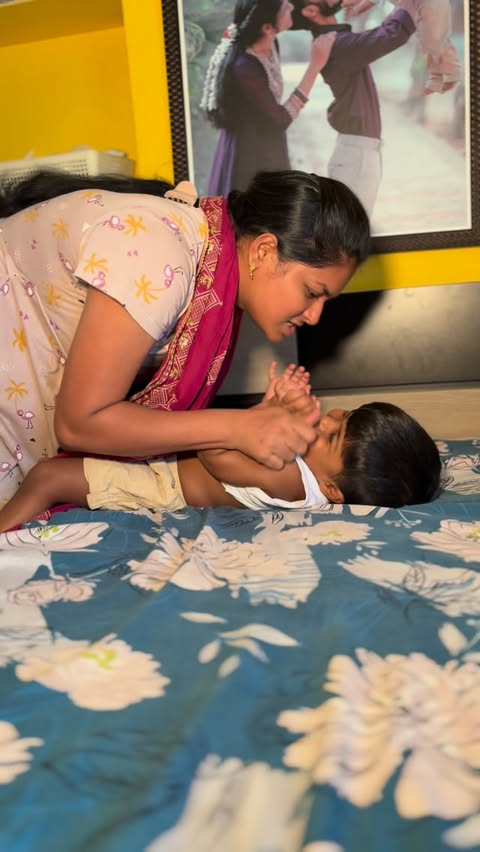 Instagram post by @mani___madhu for Himalaya Babycare. Caption reads: Best massage oil for babies Himalaya massage....