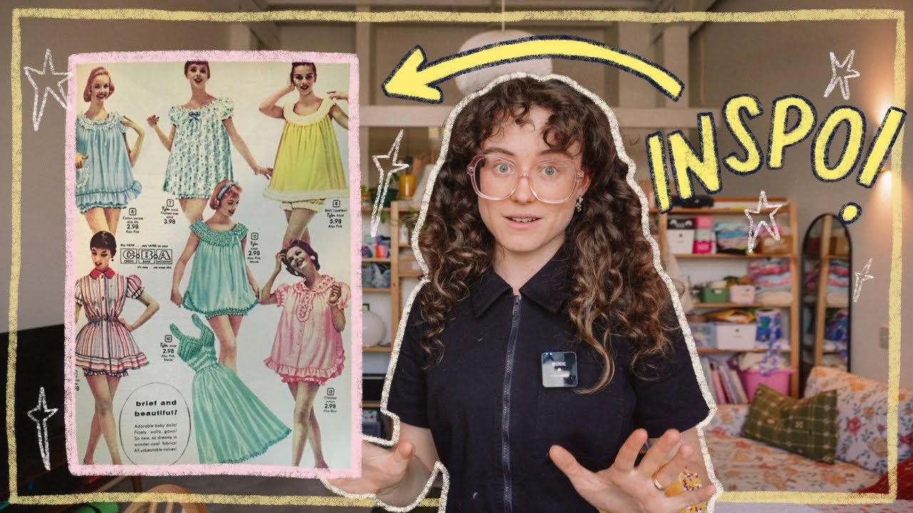 YouTube post by @fromcarlyb for Kittl. Caption reads: wake up babe, i'm sewing whimsical pyjamas!!.