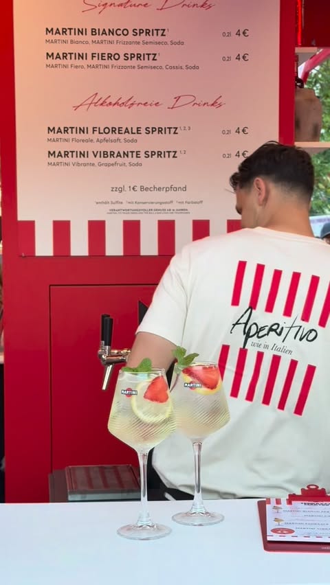 Instagram post by @berlintipsbyjuan for MARTINI. Caption reads: [...] while you’re there, stop by TERRAZZA MARTINI....