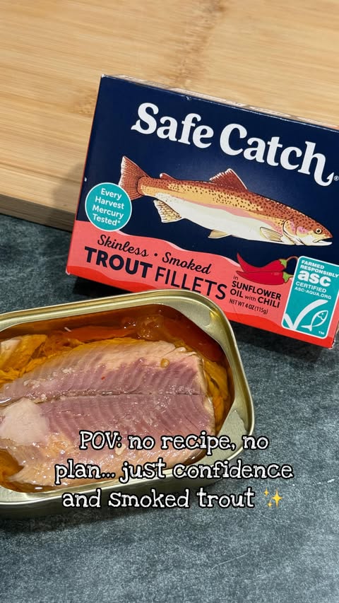 Instagram post by @meularnoseua for Safe Catch. Caption reads: [...] trout ✨ We used the smoked trout from Safe....
