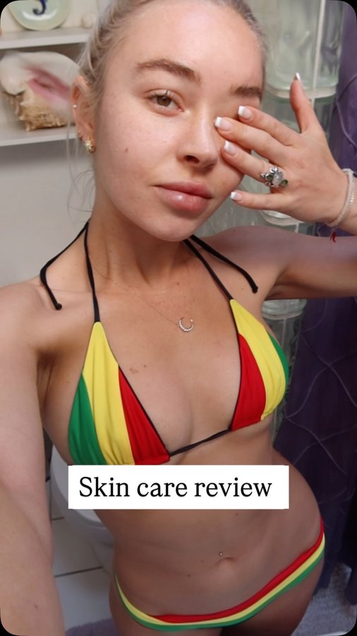 Instagram post by @kellylauren for Herbivore. Caption reads: An honest product review 🩵 I have some scars and....