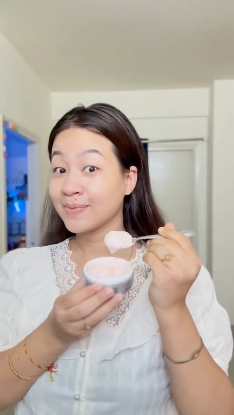 Instagram post by @cacharangel5166 for Lakmé Skin. Caption reads: #Ad🍑✨ Sorbet… but make it skincare! ✨🍑 What if....