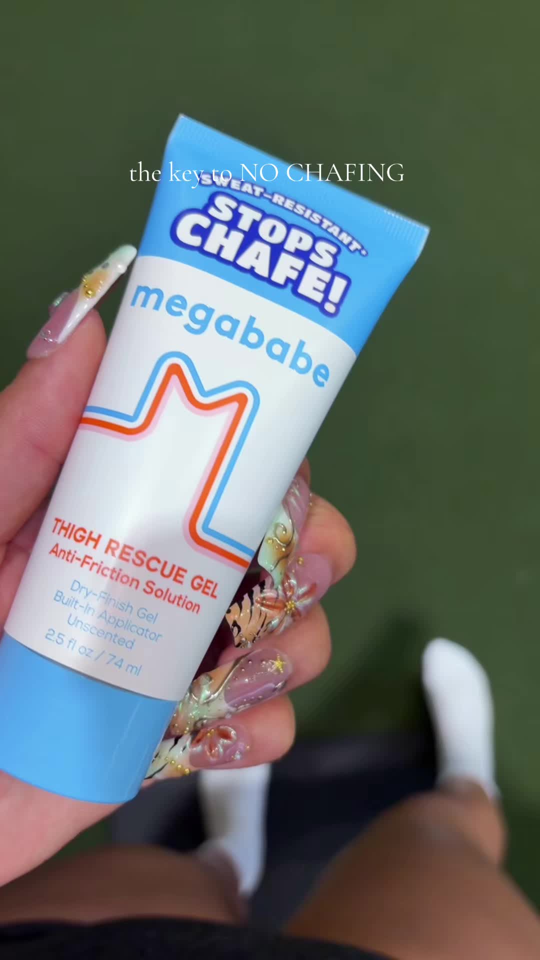 TikTok post by @rachyrachh_ for Megababe. Caption reads: [...] a no no 🤏🏽 this anti chafe cream by....
