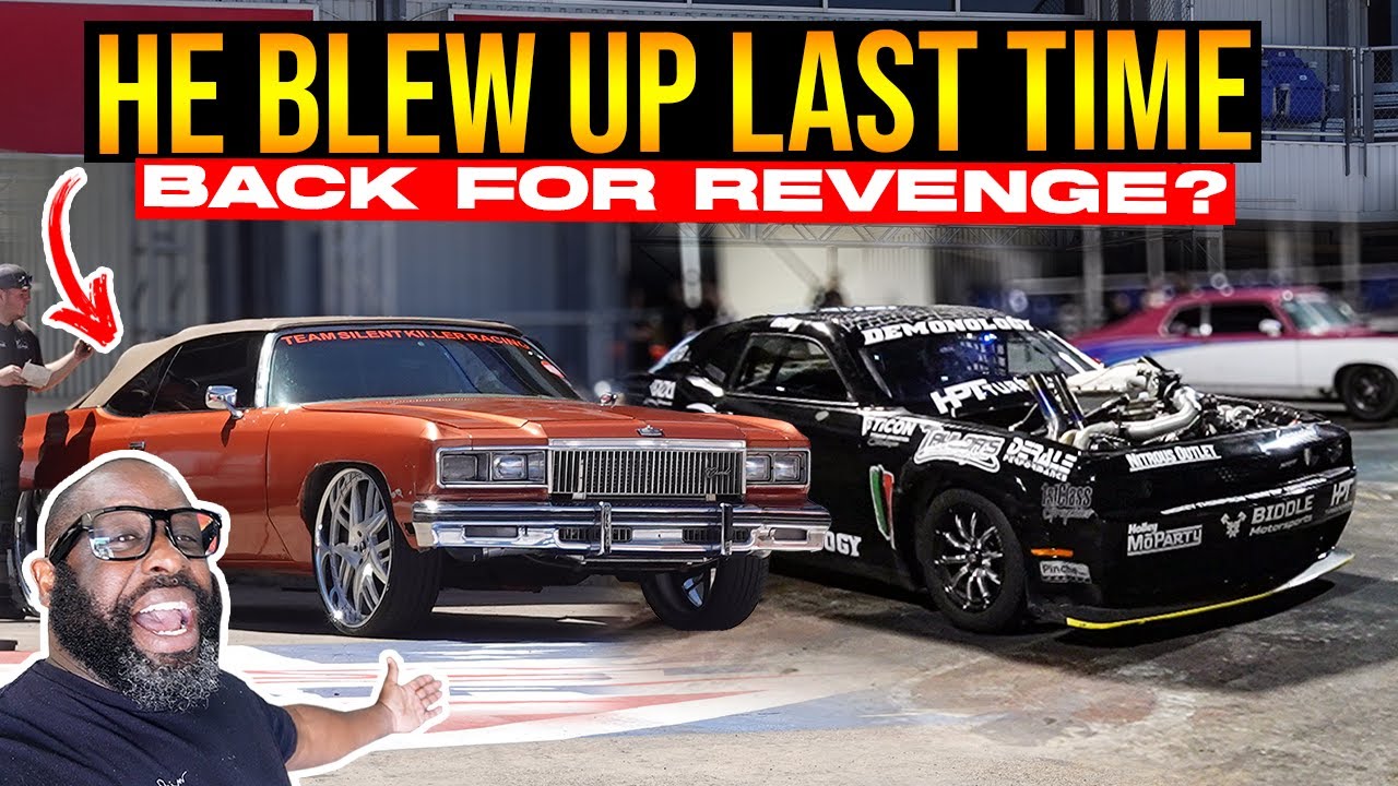 YouTube post by @Demonology for Nitrous Outlet. Caption reads: Last Time His Twin Turbo Donk Blew Up… Now He’s....