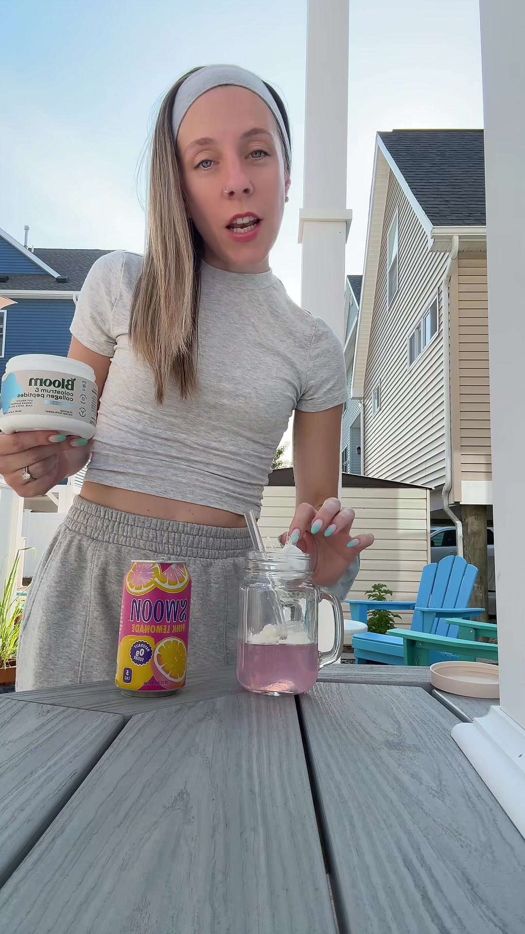 TikTok post by @marissaandrea1 for Bloom Nutrition. Caption reads: comment all of your tips for being down the shore....