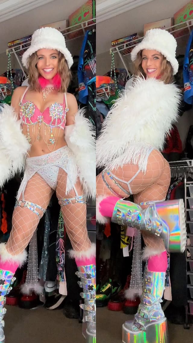 Instagram post by @thejamijones for Rave Wonderland. Caption reads: [...] top/bottoms and leg garters from....