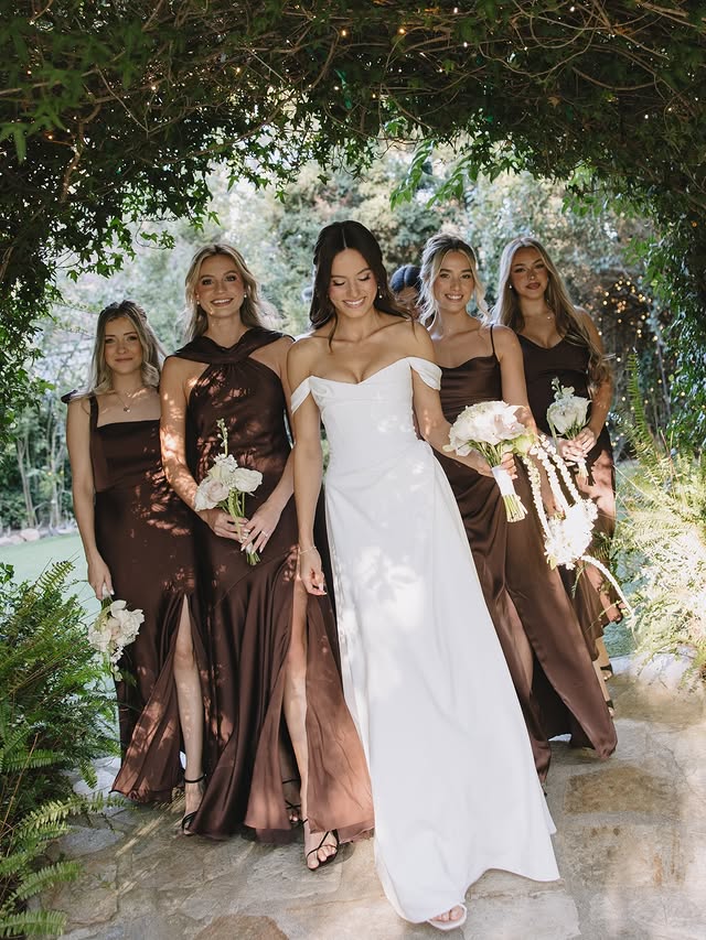 Instagram post by @reececamryn for Birdy Grey. Caption reads: [...] cocktail hour bridesmaids are wearing....