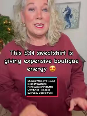 TikTok post by @curvychicvibes for Shewin Official US. Caption reads: Okay this sweatshirt is EVERYTHING 🍂 soft brushed....