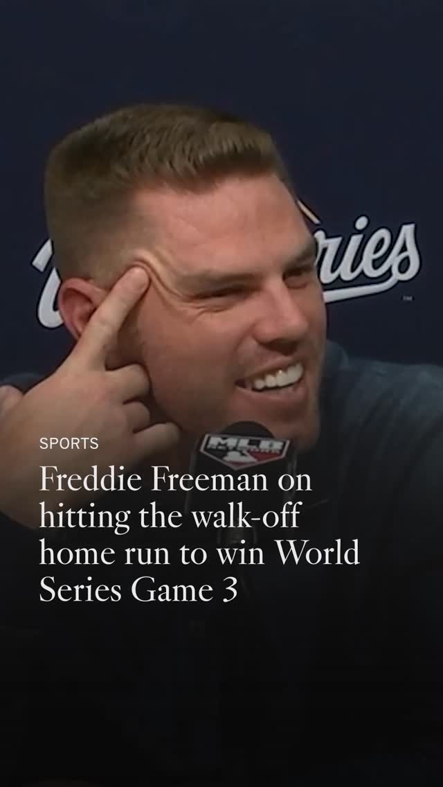 Instagram post by @latimes_sports for Los Angeles Times. Caption reads: Freddie Freeman hits a walk-off home run in the....