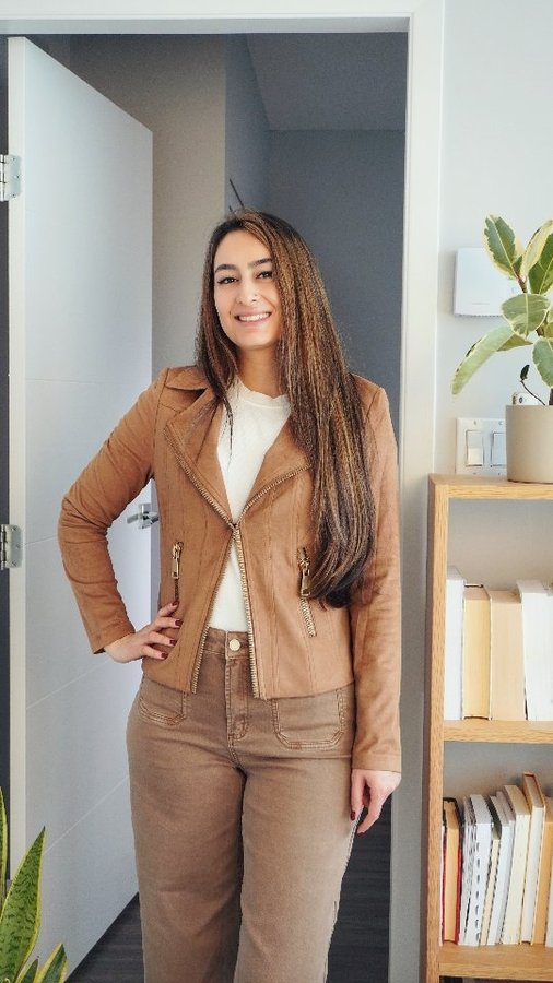 Instagram post by @minaeinifar for Charlie B Collection. Caption reads: [...] with warm tones these days and....