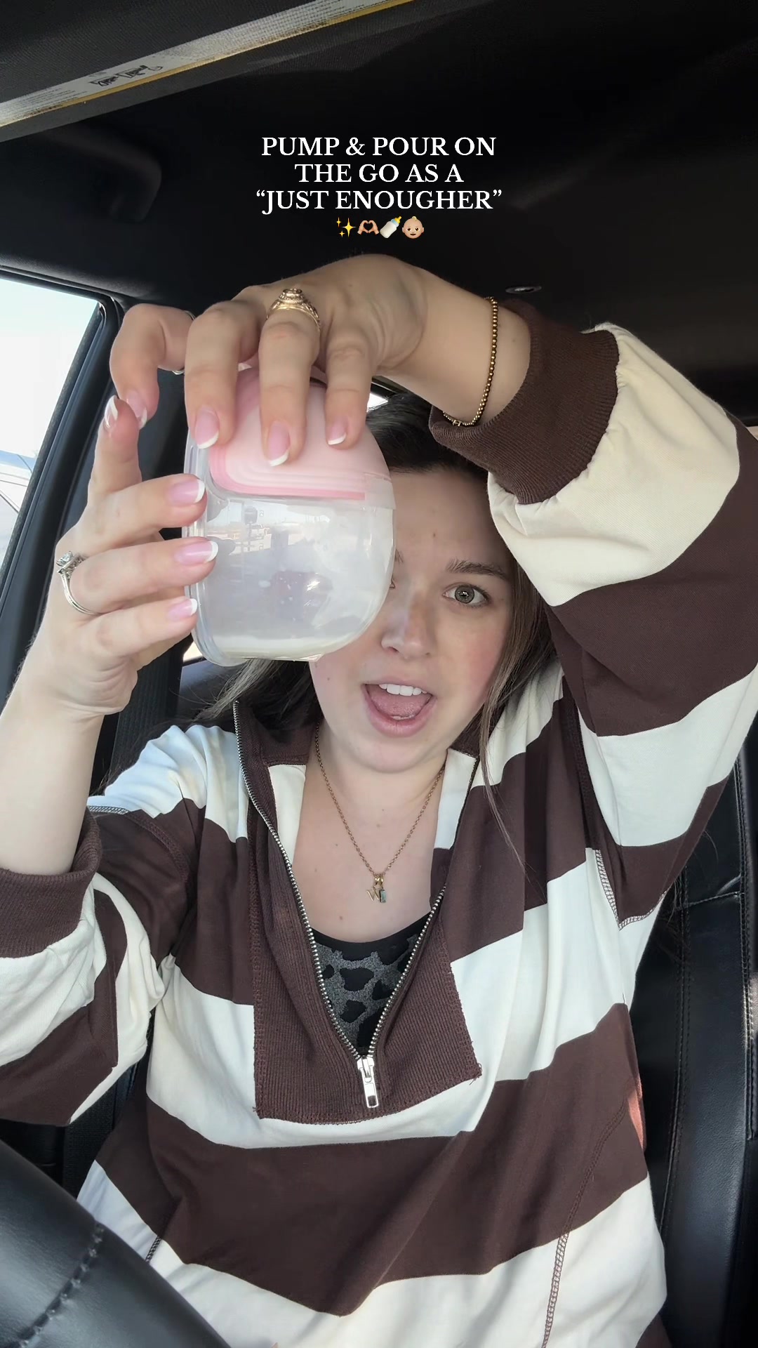 TikTok post by @kaeleeelyce for Mommed. Caption reads: I’m really loving these pumps!😭🍼  #mommed....