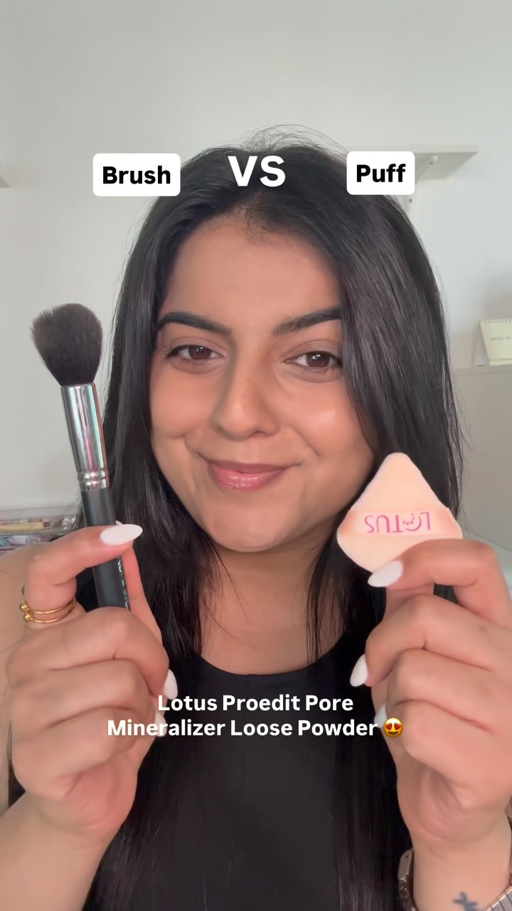 Instagram post by @maitrithakkarofficial for Lotus Herbals. Caption reads: Team Blush or Team Puff ?

Comment “Maitri” for....