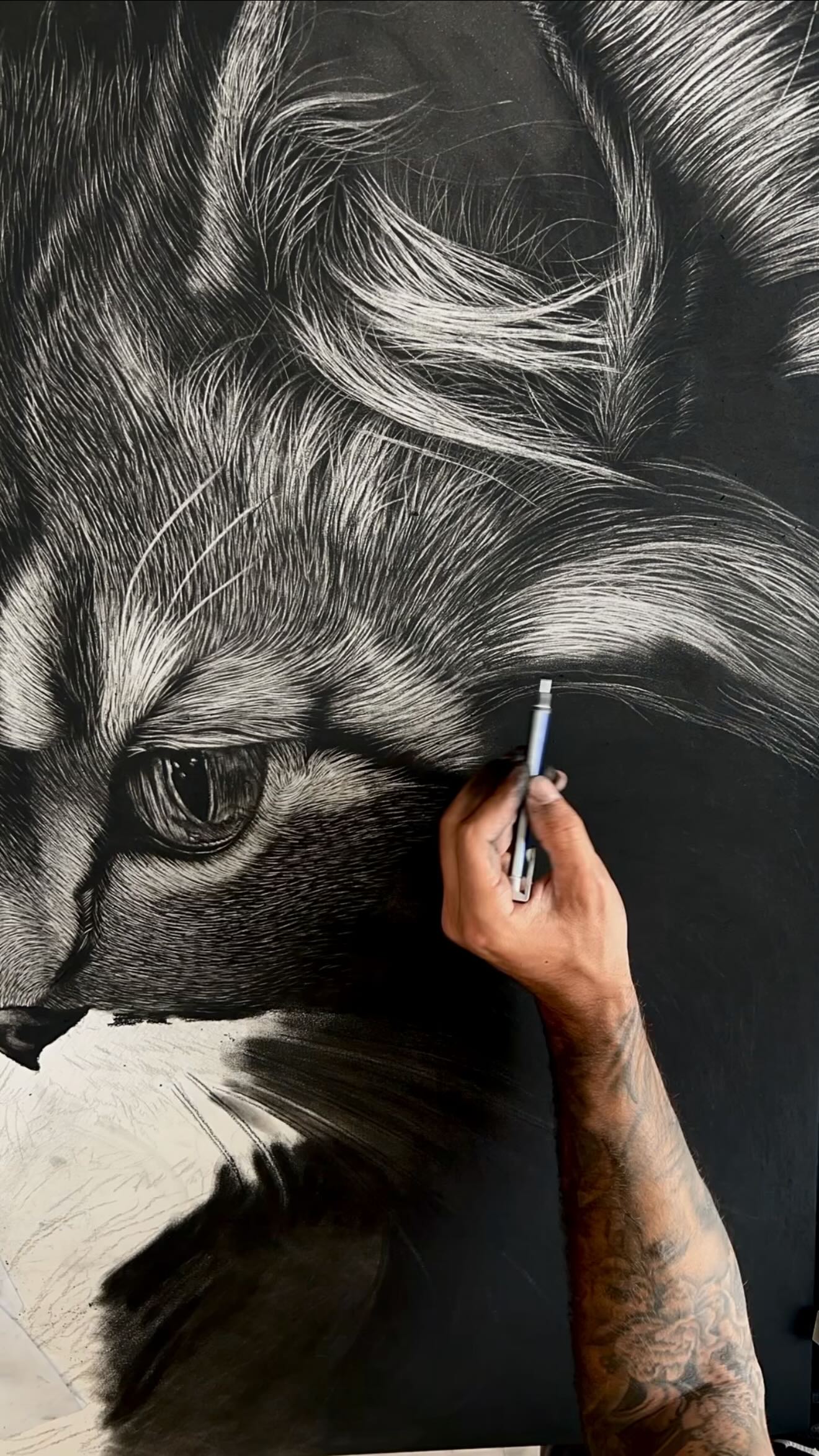 Instagram post by @skimadrawing for HYPEBEAST. Caption reads: 🎬 NEW ARTWORK IN PROGRESS. 😸✏️
.
Pencil Pierre....