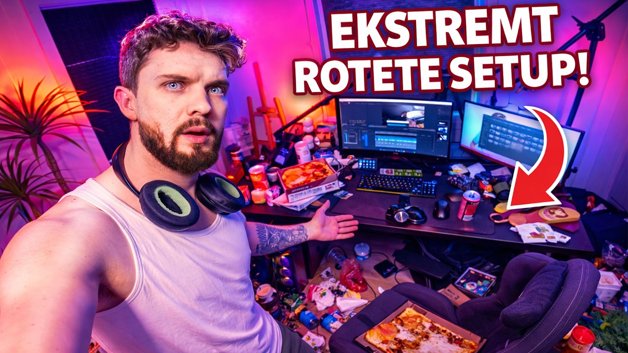 YouTube post by @JonieBoi for Fourthwall. Caption reads: Jeg viser frem rommet som jeg bruker som kontor,....