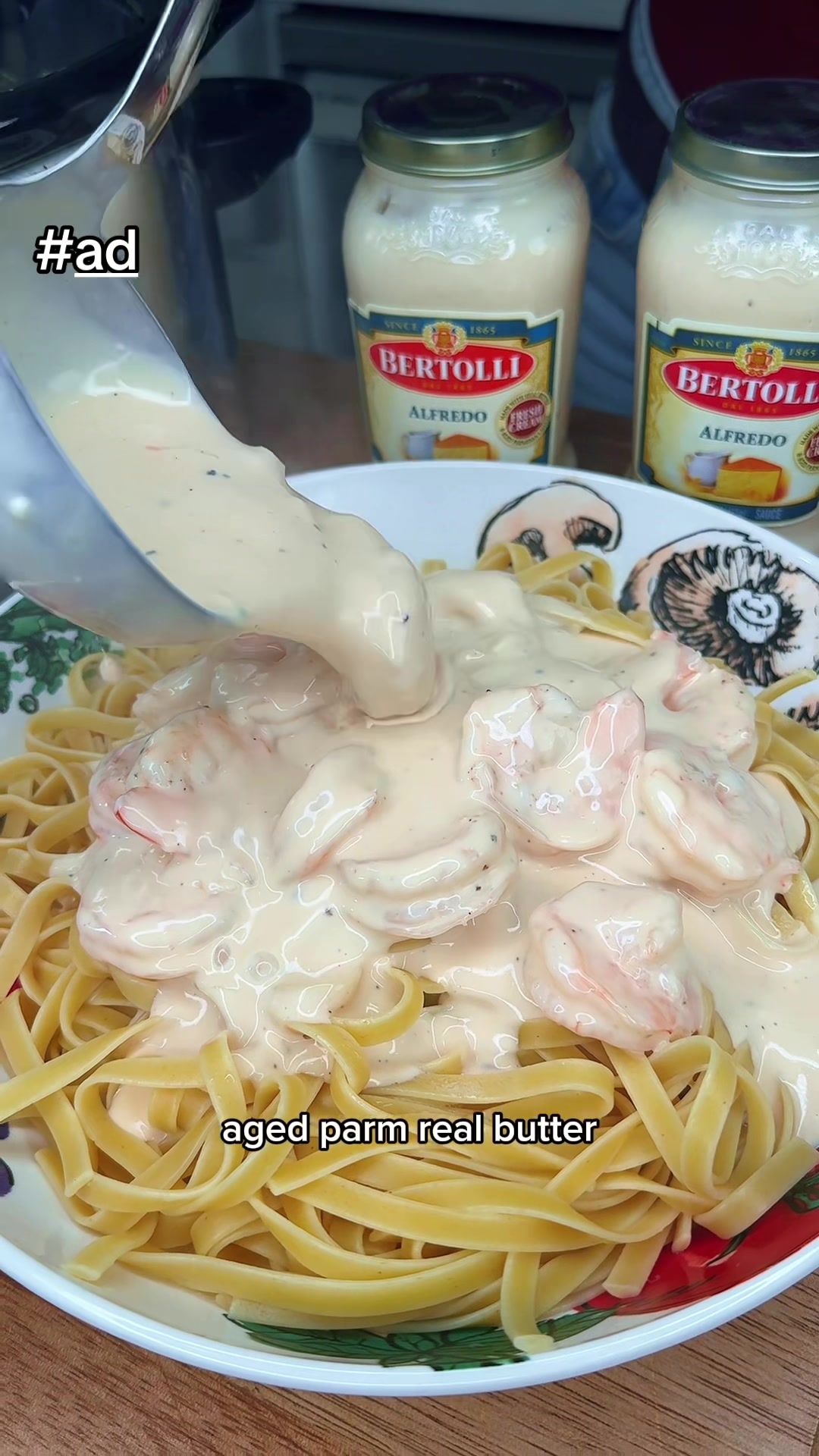 TikTok post by @melissajorealrecipes for Bertolli. Caption reads: #ad #ad Bringing Bertolli® to my table this season....