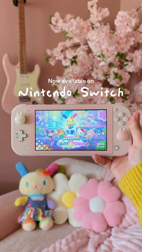 Instagram post by @gamergirlgale for Sanrio. Caption reads: [...] Adventure for Nintendo Switch!! 🌈🌻....