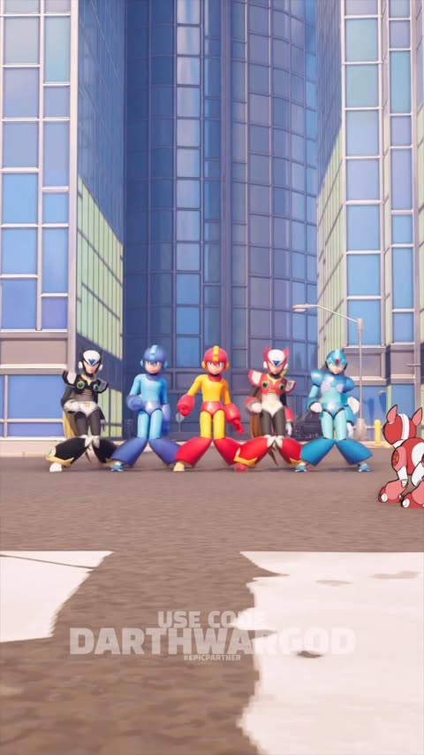 Instagram post by @darthwargod for Fortnite. Caption reads: Megaman throw that mf 🔵🔴 Thank you @fortnite for....