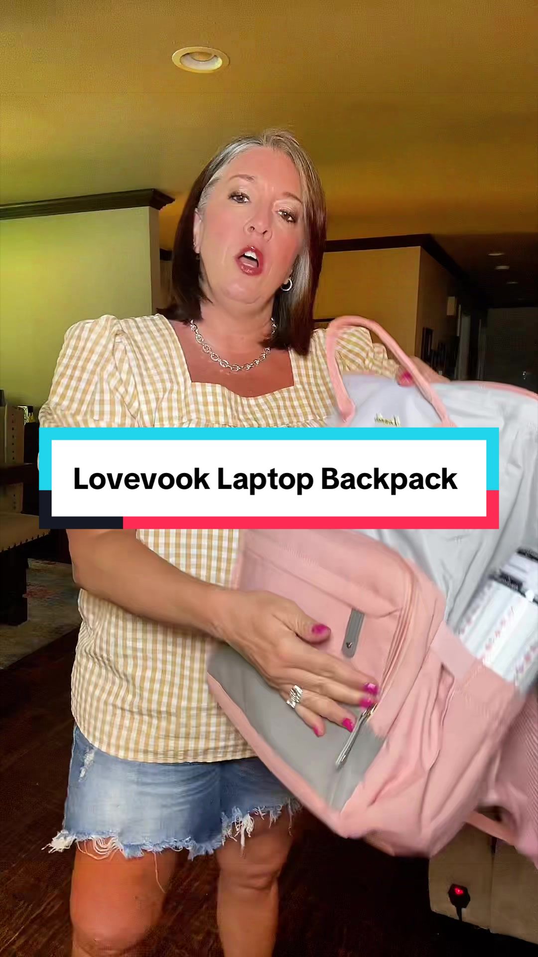 TikTok post by @hayleyfunder for Lovevook. Caption reads: [...] travel, this is the backpack you need!....
