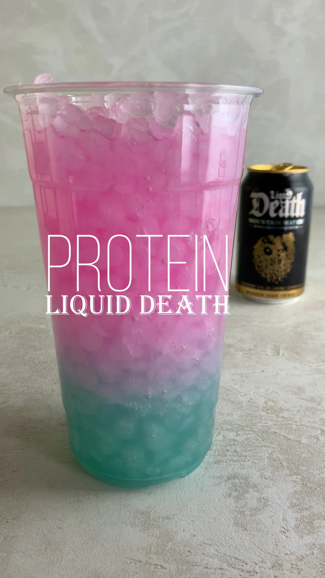 TikTok post by @damneasyrecipes for SEEQ SUPPLY. Caption reads: Protein Liquid Death Refresher Drink ⚡️ 105....
